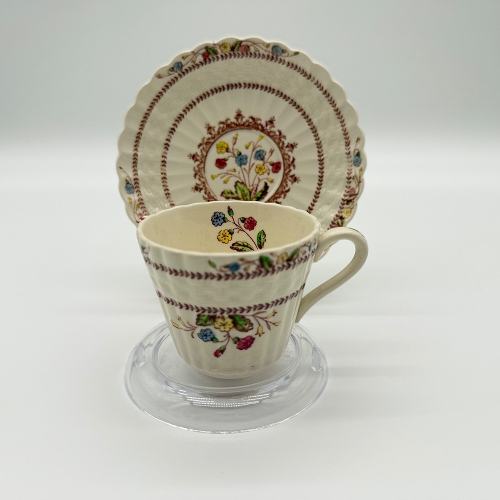 Copeland Spode Cowslip Teacup and Saucer Set S.713 Vintage Floral Earthenware